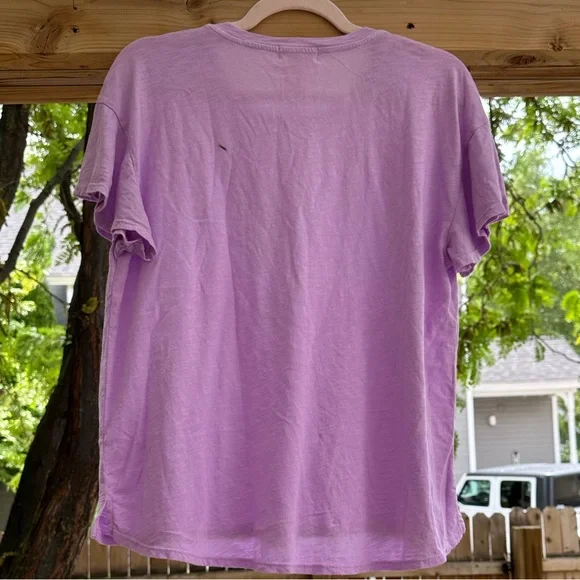 Anthropologie NWT T.La Lilac Lavender Flutter Ruffle Short Sleeve Boxy Crop SM - Picture 10 of 16